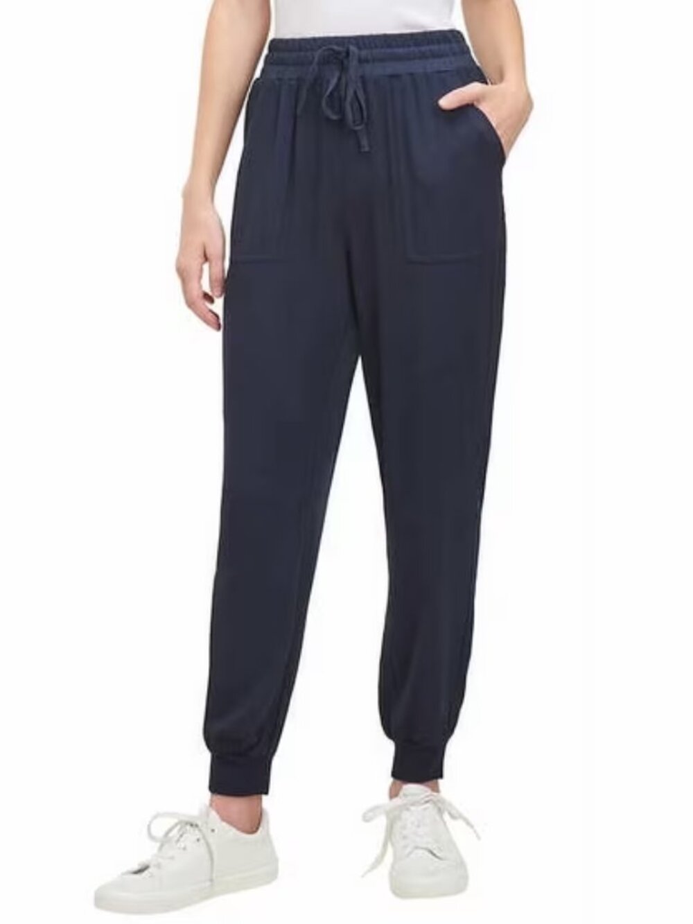SPLENDID I Navy Blue Casual lightweight Twill Drawstring Pull-On Jogger Pants, L